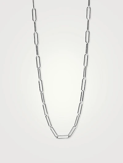 Starburst Silver Paper Clip Chain Convertible Mask Chain Necklace With White Topaz