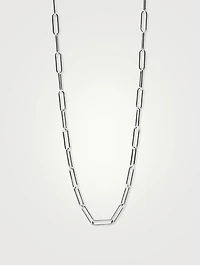 Starburst Silver Paper Clip Chain Convertible Mask Chain Necklace With White Topaz