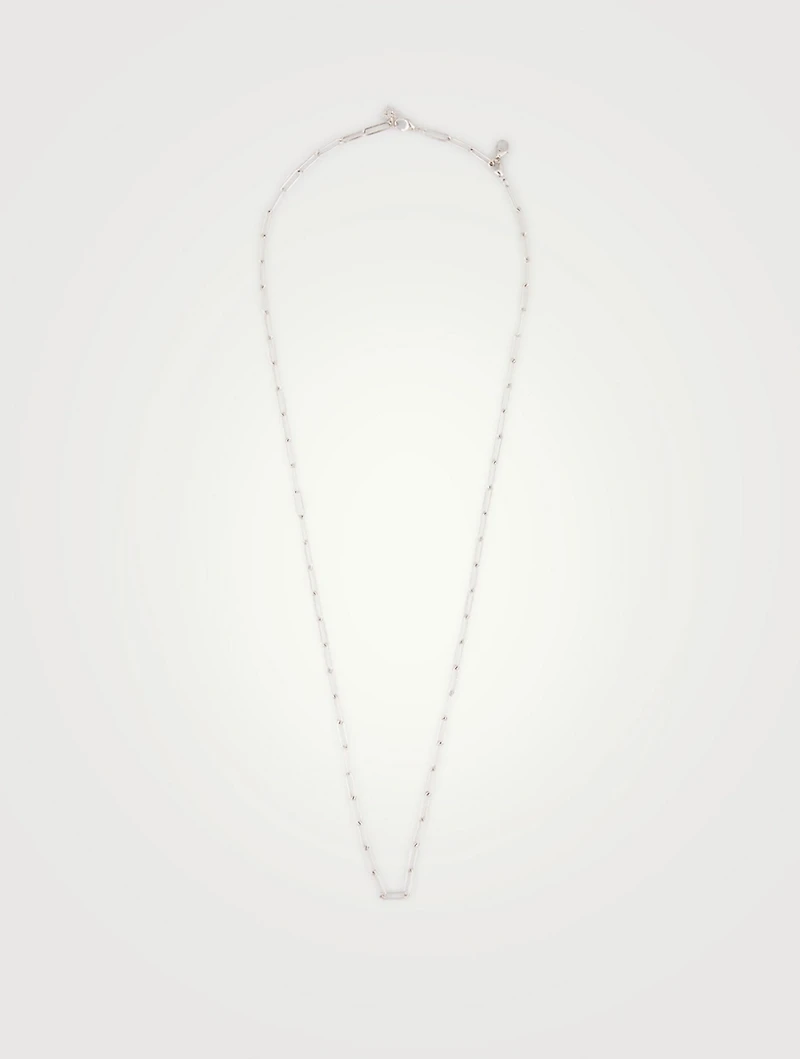 Starburst Silver Paper Clip Chain Convertible Mask Chain Necklace With White Topaz