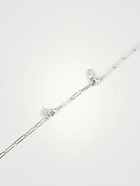 Starburst Silver Paper Clip Chain Convertible Mask Chain Necklace With White Topaz