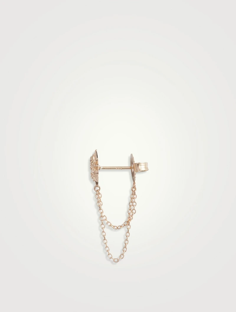 Micro Aztec Gold Starburst Chain Earrings With White Topaz