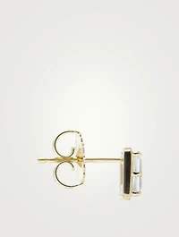Classique Melia Gold Carré Stud Earrings With Blue Topaz