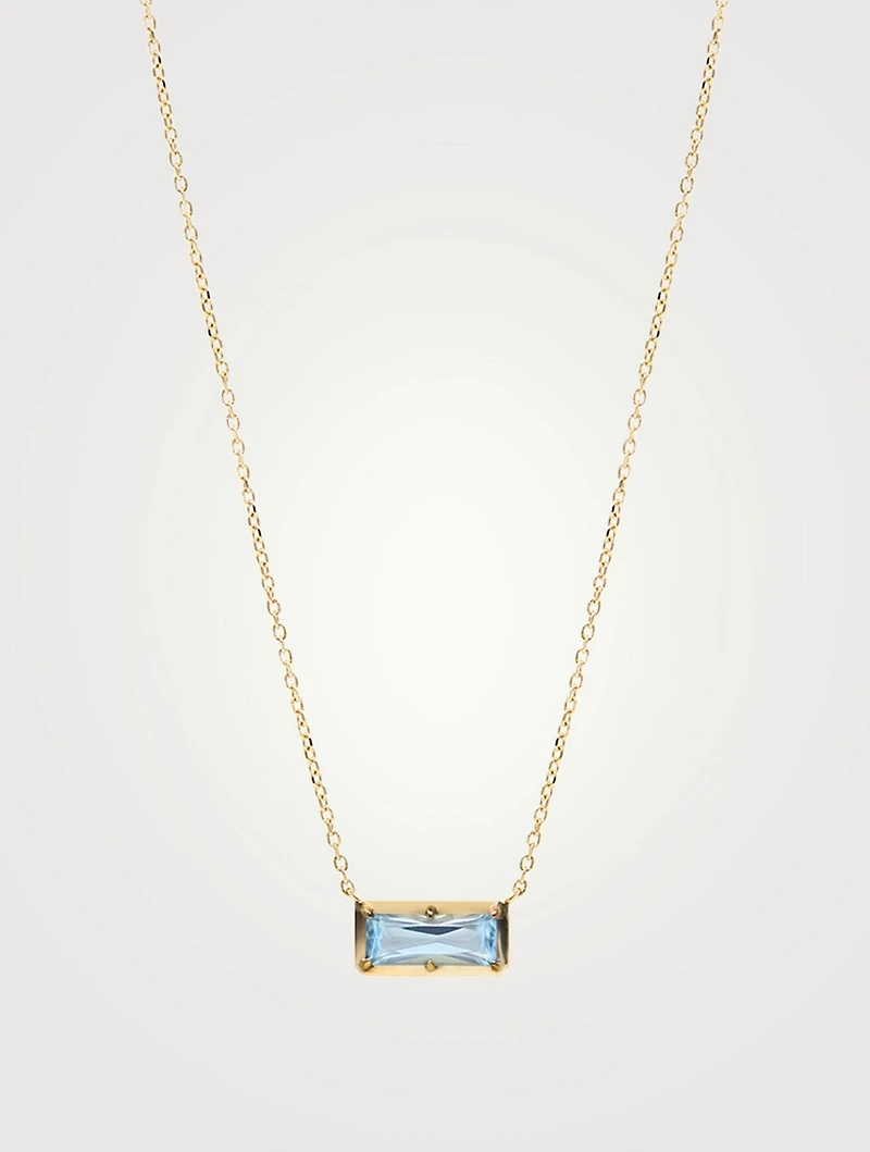Classique Gold Melia Carré Necklace With Blue Topaz