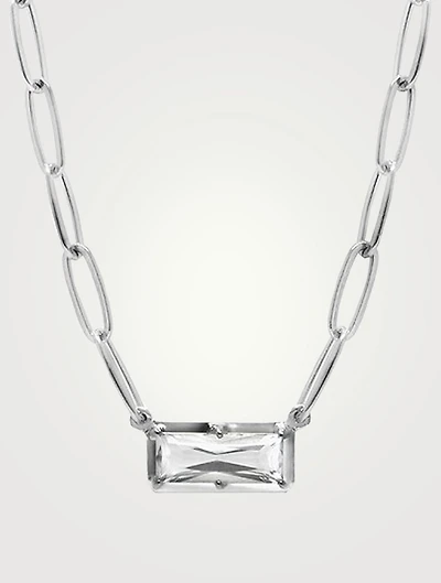 Classique Silver Melia Carré Necklace With Clear Topaz