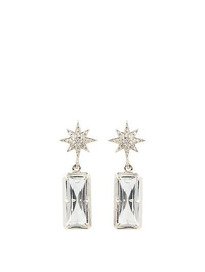 Aztec Silver Starburst Earrings With White Topaz And Sapphire