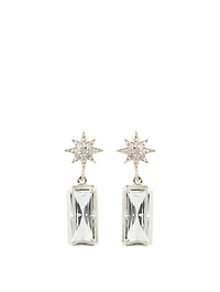 Aztec Silver Starburst Earrings With White Topaz And Sapphire