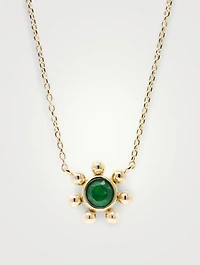 Dew Drop Gold Marine Pendant Necklace With Emerald