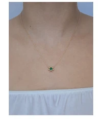 Dew Drop Gold Marine Pendant Necklace With Emerald