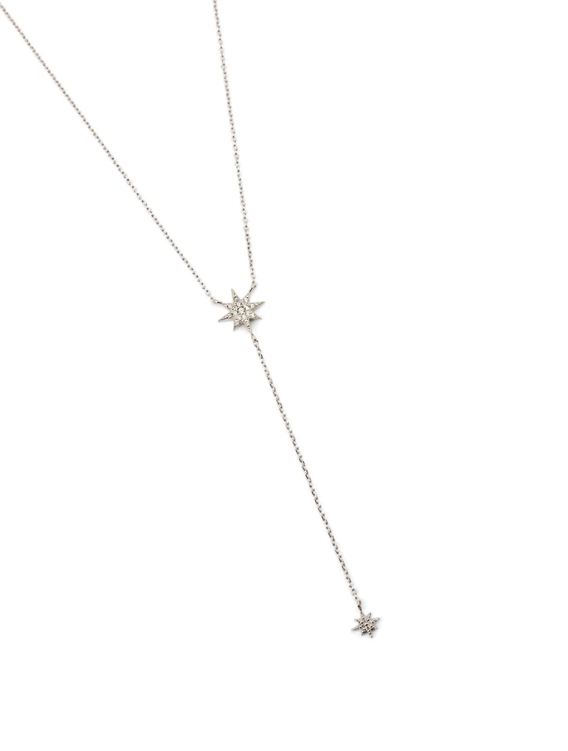 Aztec North Star Silver Y-Necklace With Diamonds