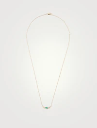 Cléo Mini 14K Gold Bar Necklace With Emerald And Diamonds