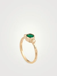 Cléo 14K Gold Round Stackable Ring With Emerald And Diamond