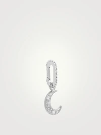 Aztec Silver Moon Crescent Charm Pendant With White Sapphire