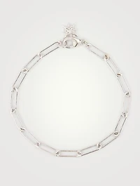 Starburst Silver Paper Clip Chain Bracelet With White Topaz