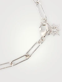Starburst Silver Paper Clip Chain Bracelet With White Topaz