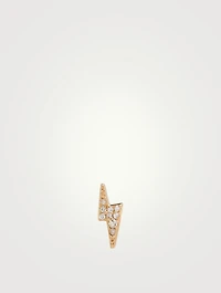 Aztec 14K Gold Lightning Bolt Stud Earring With Diamonds