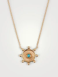 Dew Drop 14K Gold Marine Evil Eye Pendant Necklace With Turquoise