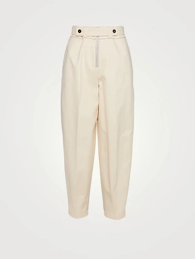 Cotton Tapered Pants With Darted Ankle