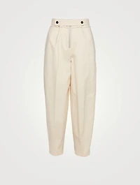 Cotton Tapered Pants With Darted Ankle