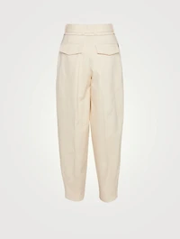 Cotton Tapered Pants With Darted Ankle