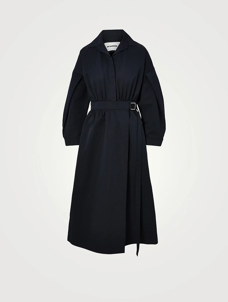Cotton And Silk Poplin Midi Dress