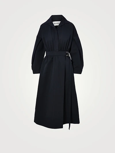 Cotton And Silk Poplin Midi Dress