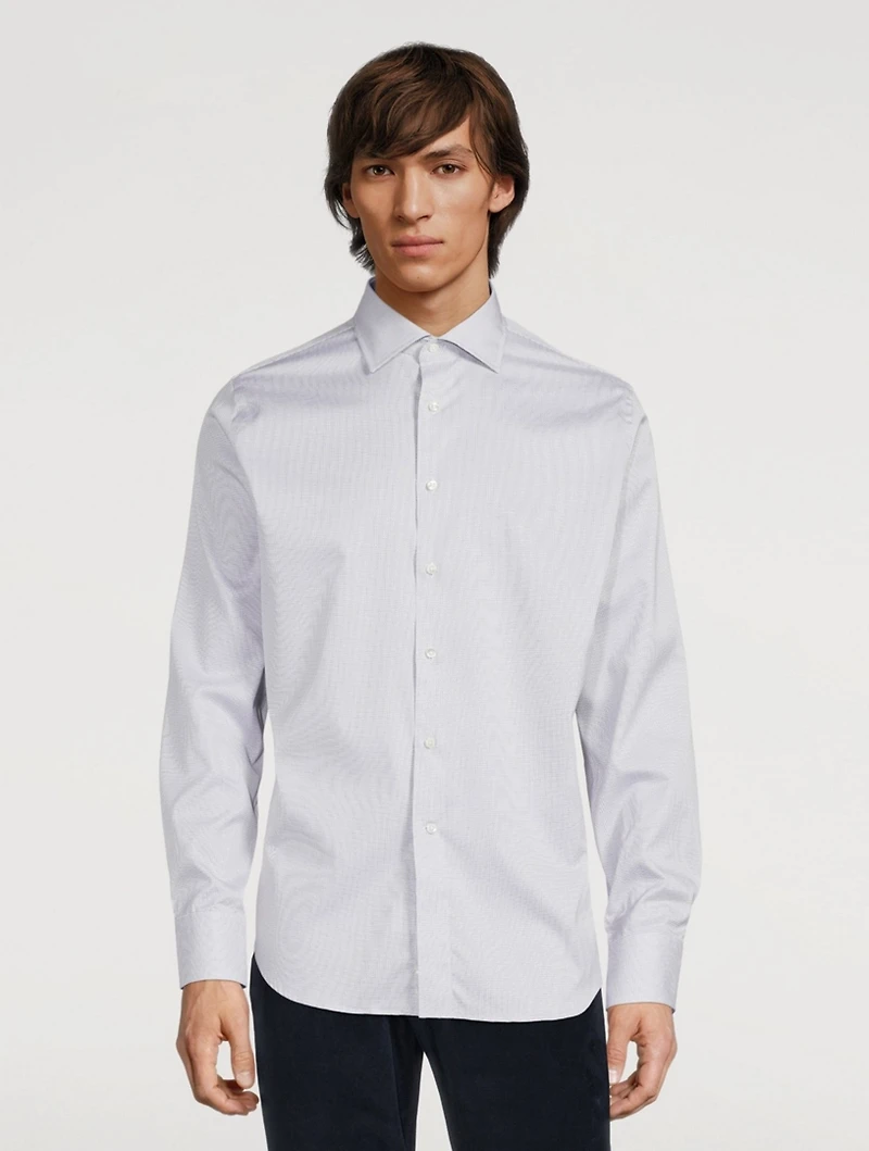 Impeccabile Cotton Shirt Micro Grid Print