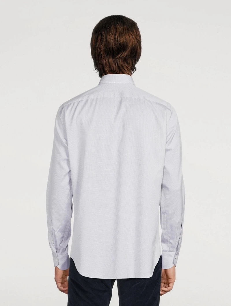 Impeccabile Cotton Shirt Micro Grid Print