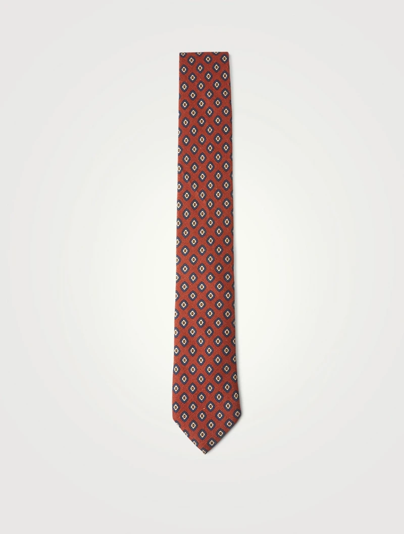 Silk Tie In Medallion Print