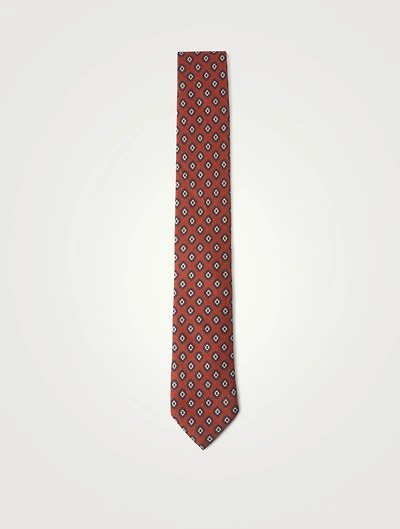 Silk Tie In Medallion Print