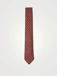 Silk Tie In Medallion Print