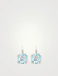 Dew Drop Silver Cluster Earrings With Blue Topaz