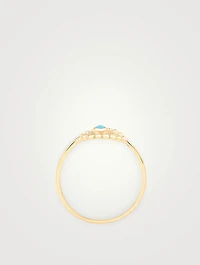 Dew Drop 14K Gold Evil Eye Ring With Turquoise