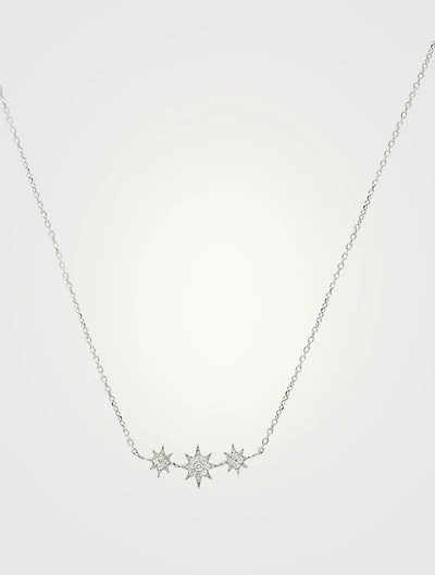 Micro Aztec Silver North Star Bar Necklace With White Sapphire