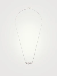 Micro Aztec Silver North Star Bar Necklace With White Sapphire