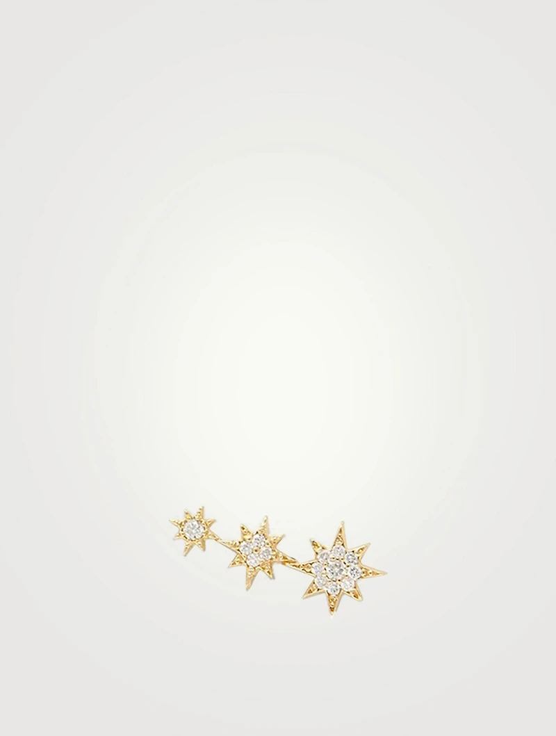 Aztec Gold North Star Trio Right Ear Crawler With Diamonds