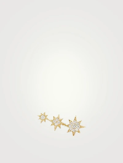 Aztec Gold North Star Trio Right Ear Crawler With Diamonds