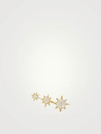 Aztec Gold North Star Trio Right Ear Crawler With Diamonds