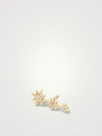 Aztec Gold North Star Trio Right Ear Crawler With Diamonds