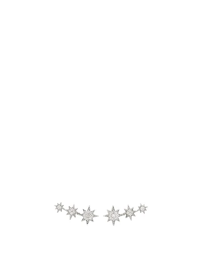 Aztec Silver North Star Trio Stud Earrings With White Sapphire