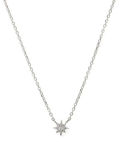 Micro Aztec Silver North Star Necklace With White Sapphire