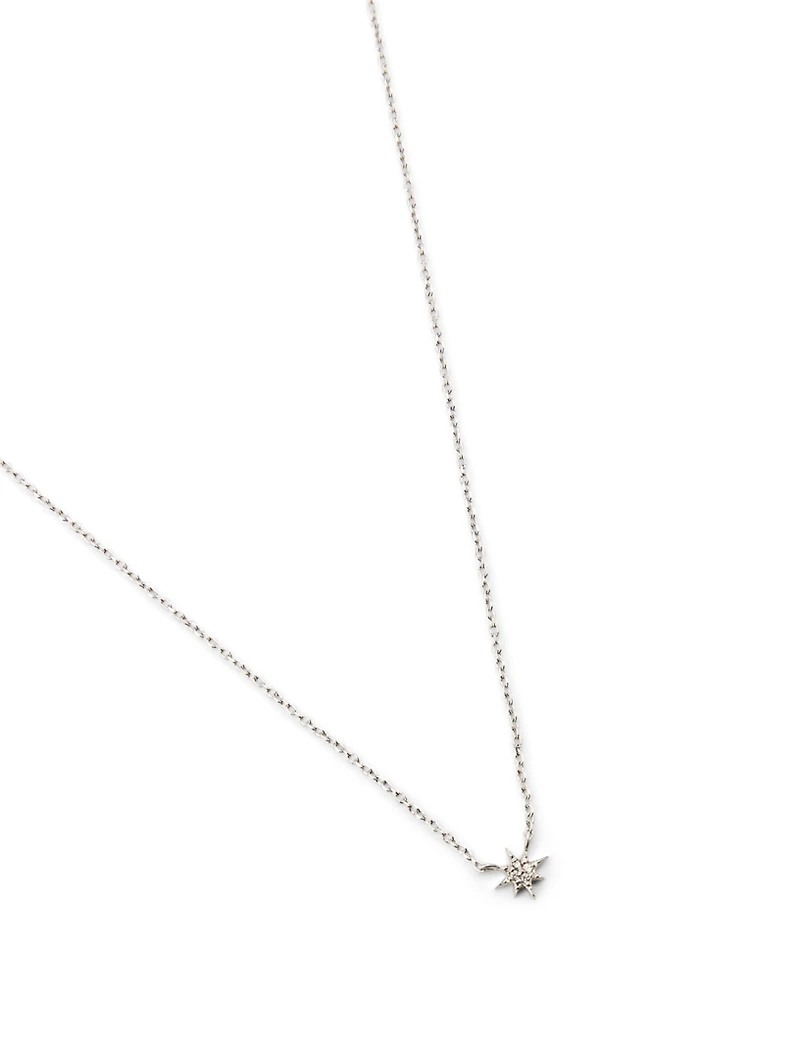 Micro Aztec Silver North Star Necklace With White Sapphire
