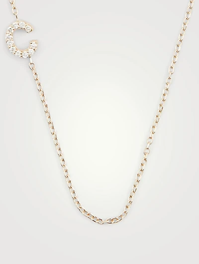 Love Letter Gold C Initial Necklace With Pavé Diamonds
