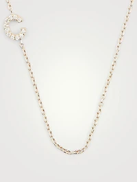 Love Letter Gold C Initial Necklace With Pavé Diamonds