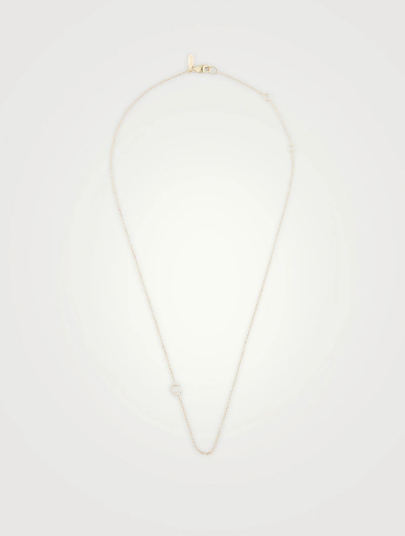Love Letter Gold C Initial Necklace With Pavé Diamonds