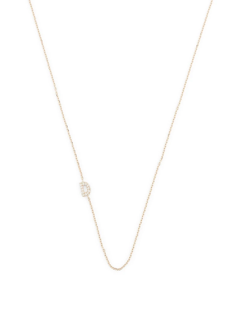 Love Letter Gold D Initial Necklace With Pavé Diamonds