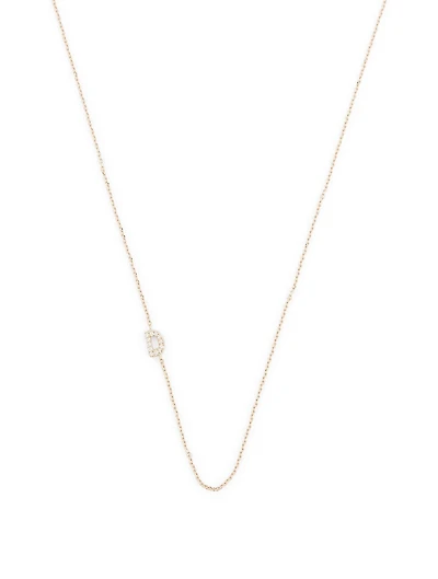 Love Letter Gold D Initial Necklace With Pavé Diamonds