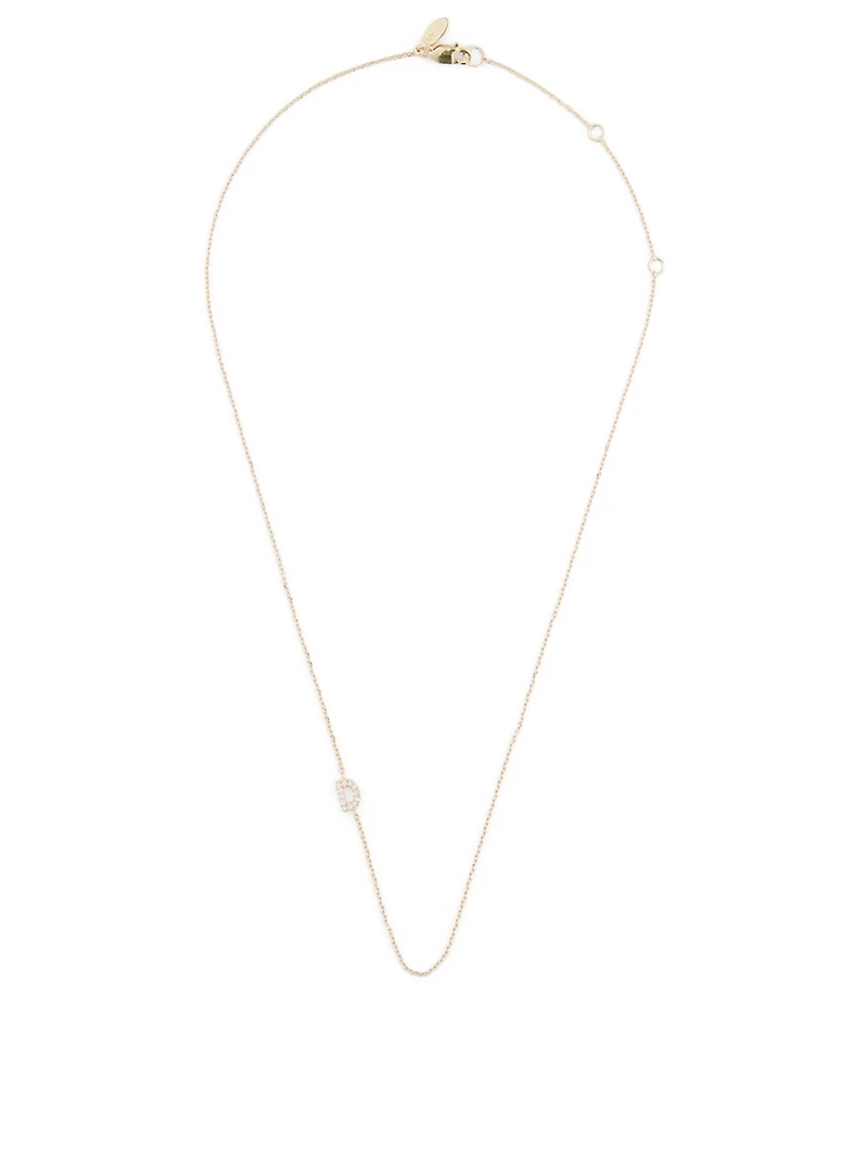 Love Letter Gold D Initial Necklace With Pavé Diamonds