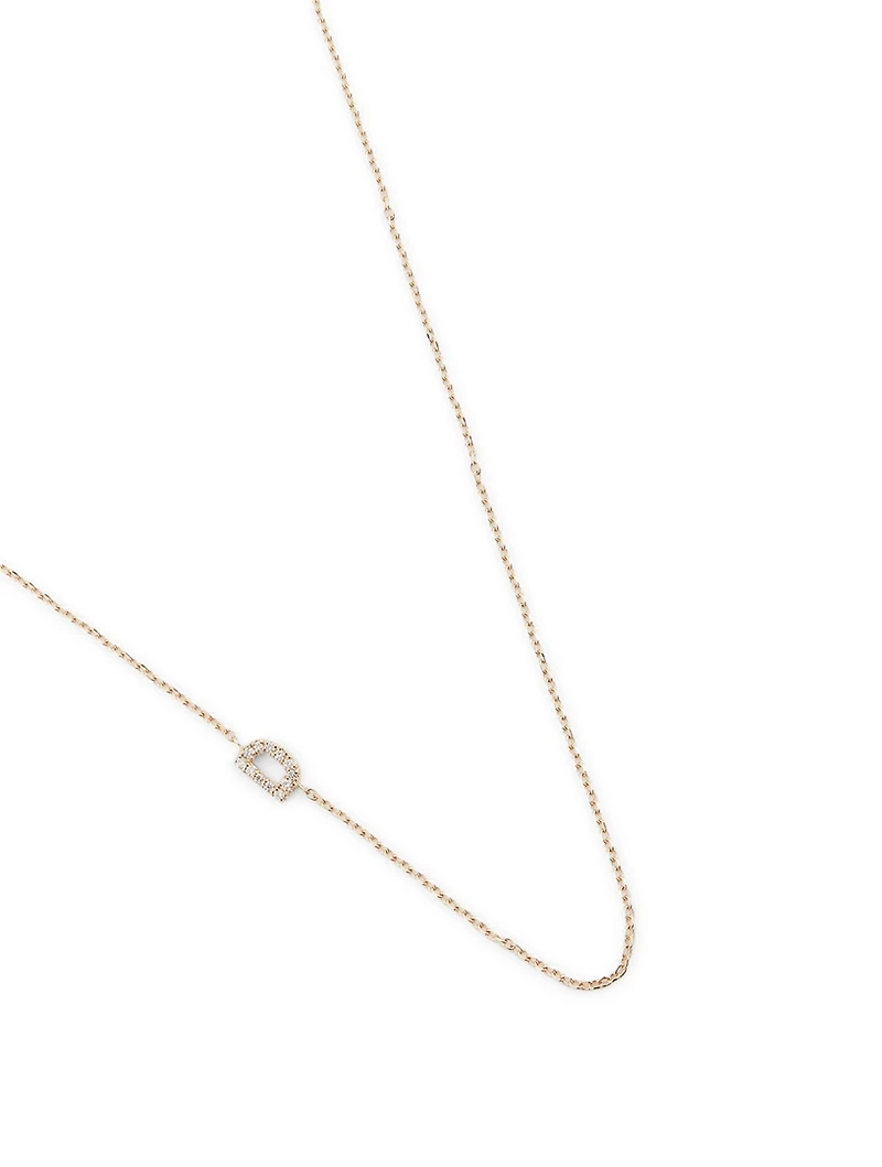 Love Letter Gold D Initial Necklace With Pavé Diamonds