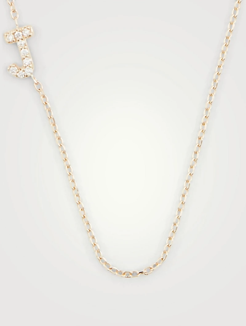 Love Letter Gold J Initial Necklace With Pavé Diamonds
