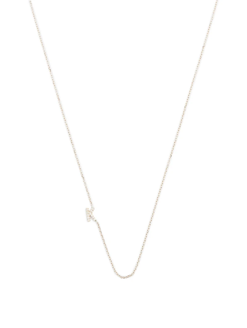 Love Letter Gold K Initial Necklace With Pavé Diamonds